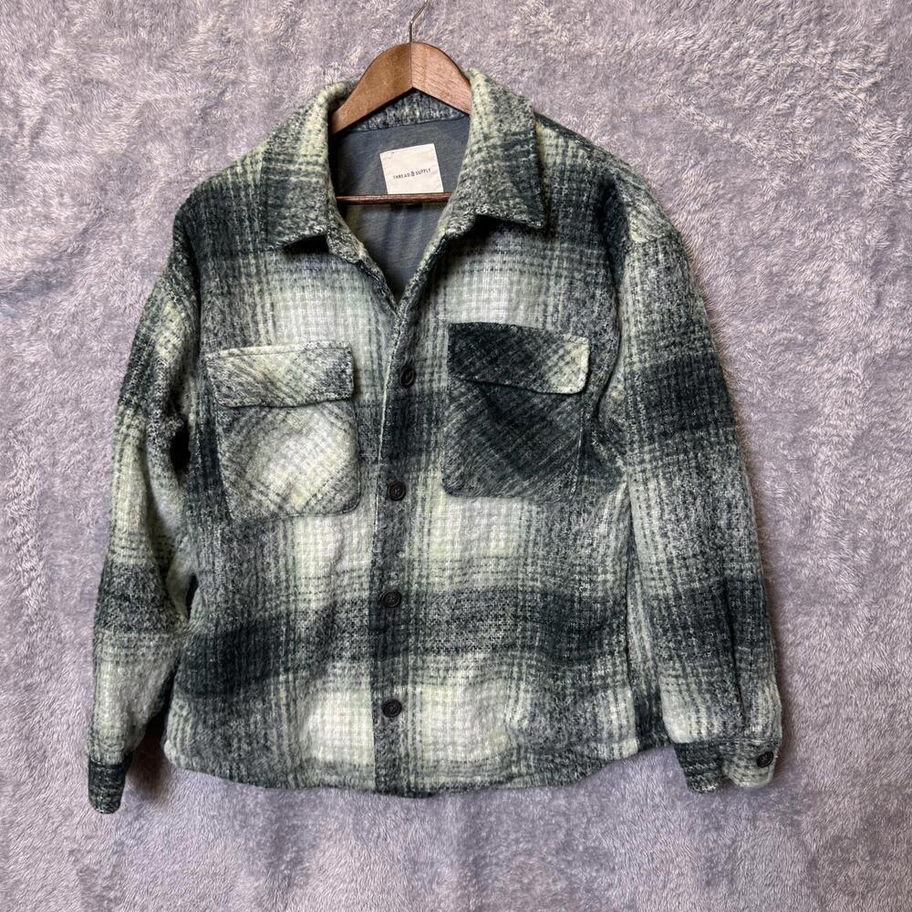 Thread & Supply Women's Shacket Jacket Green Plaid Large